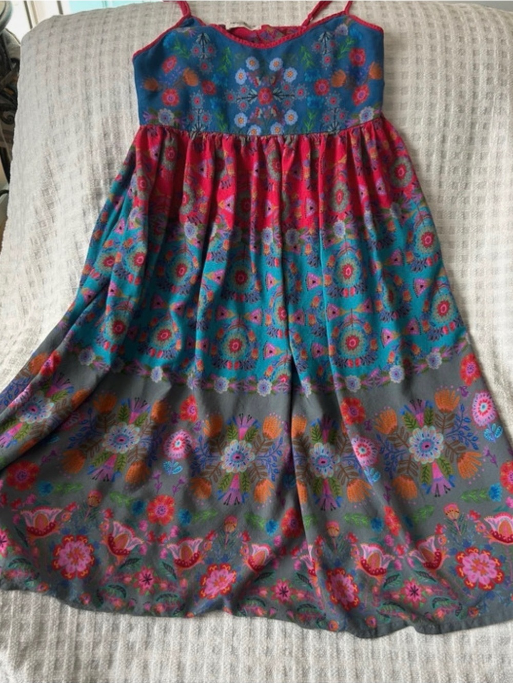 NATURAL LIFE Floral Multicolor Boho Dress - Pink, Teal, Gray